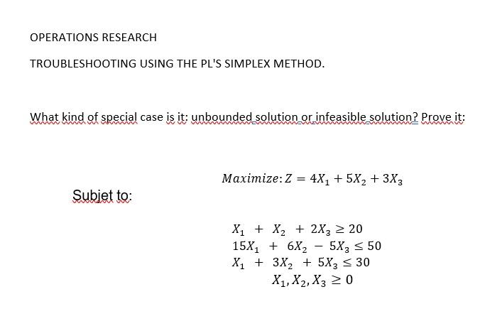 OPERATIONS RESEARCH TROUBLESHOOTING USING THE