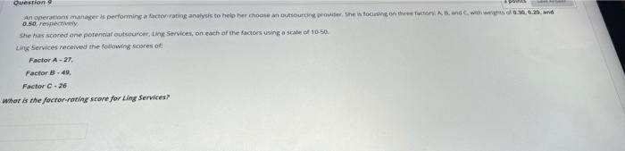 Question An operation manager is performing a