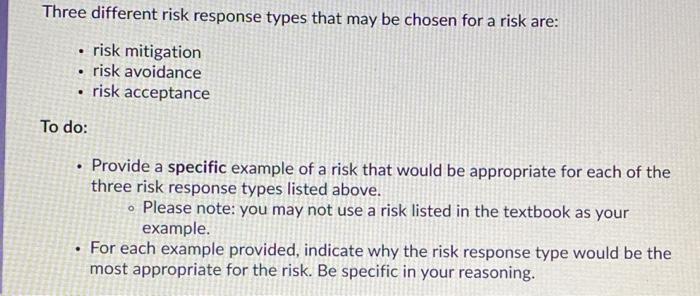 Three different risk response types that may be