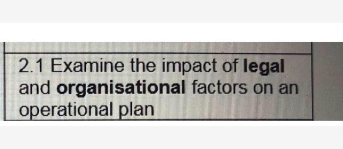 2.1 Examine the impact of legal and