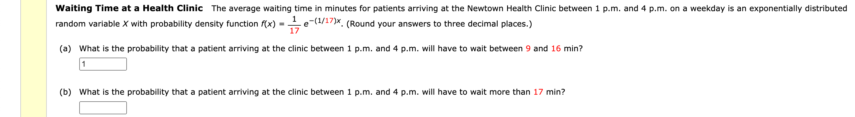 Please help. Waiting Time at a Health Clinic