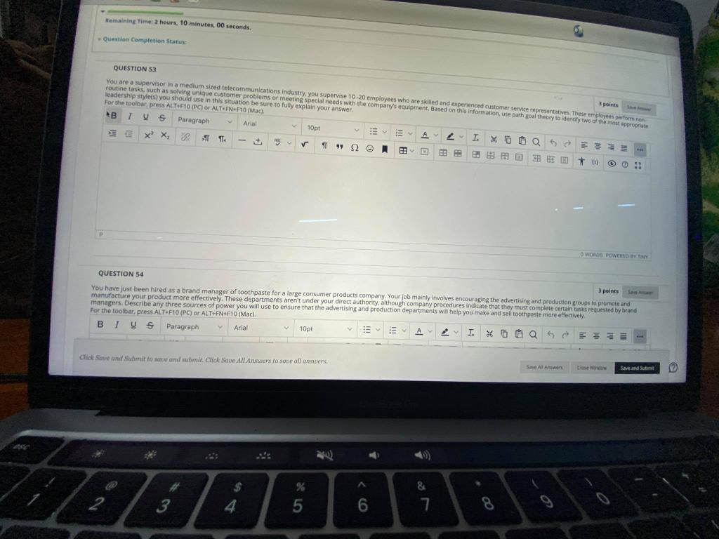 Remaining Time: 2 hours, 10 minutes, 00 seconds.