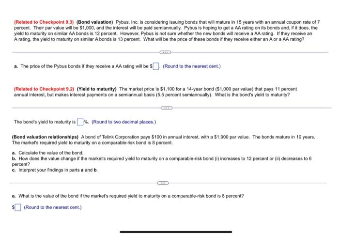 (Related to Checkpoint 9.3) (Bond valuation)