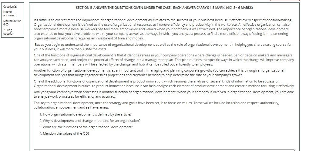 title organizational development SECTION B-ANSWER
