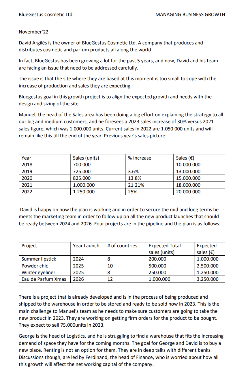 Question : Write down the main risks you