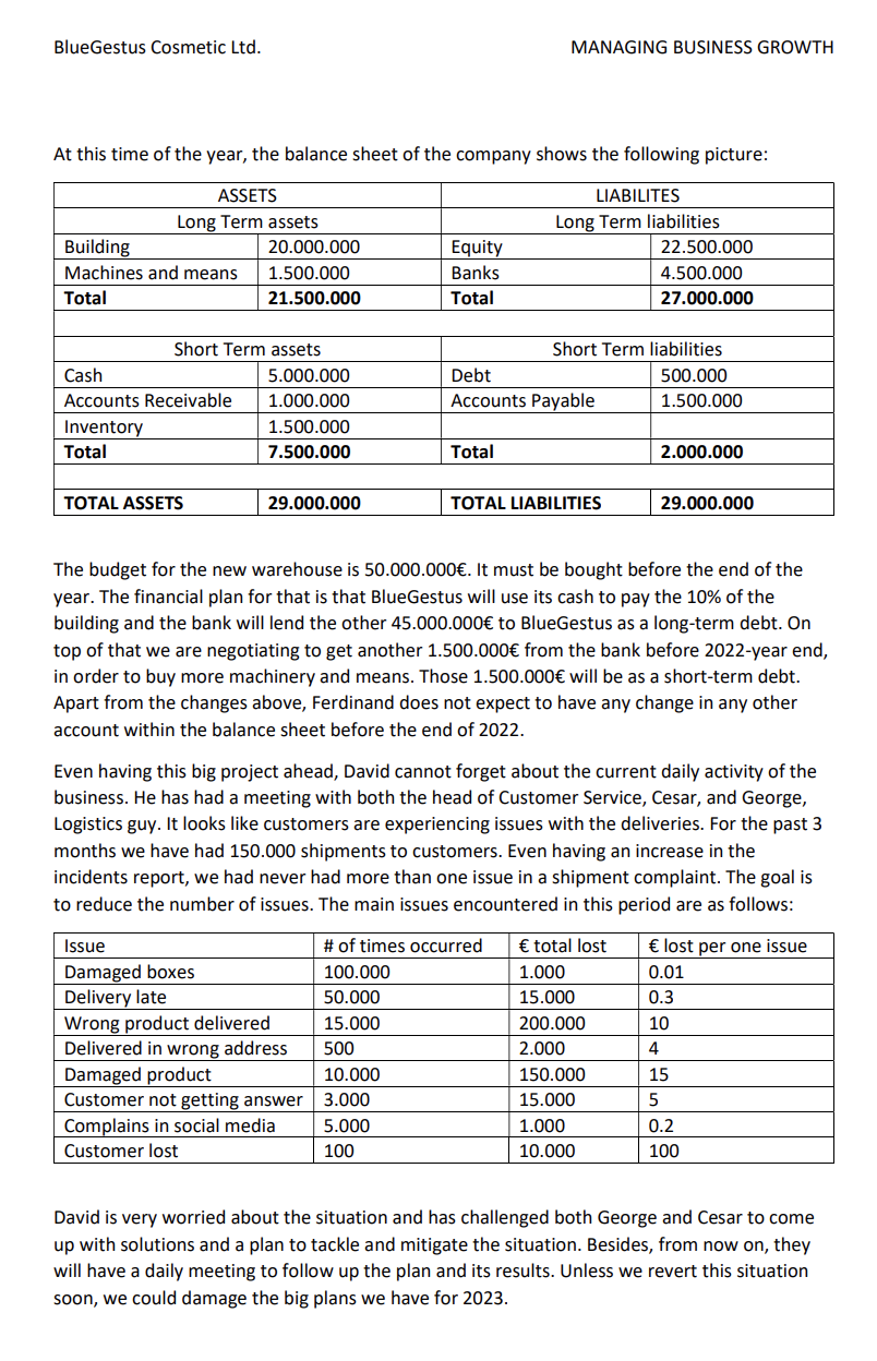 Question : Write down the main risks you