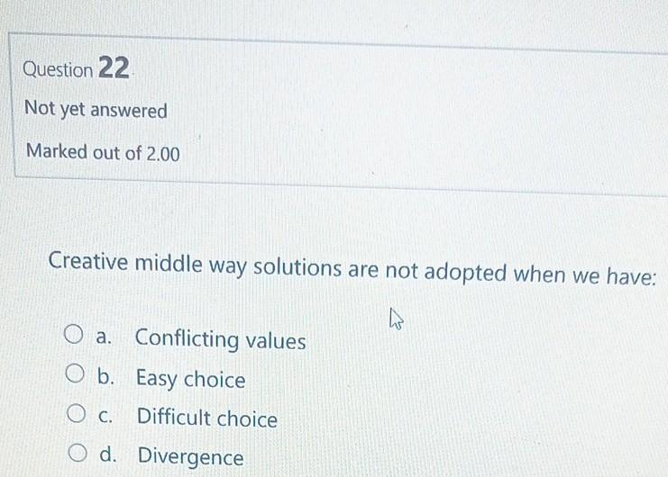 Creative middle way solutions are not adopted