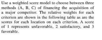 Use a weighted score model to choose between