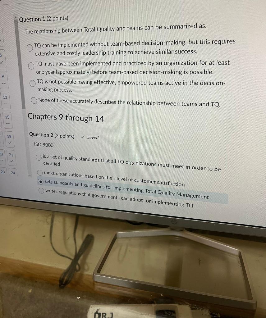 Question 1 ( 2 points) The relationship between