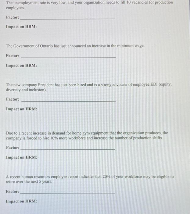 For each situation below, identify the specific