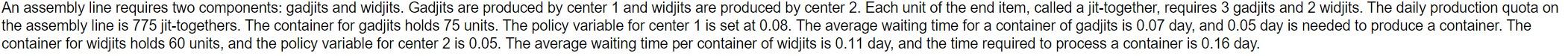 a. How many containers are needed for gadjits?