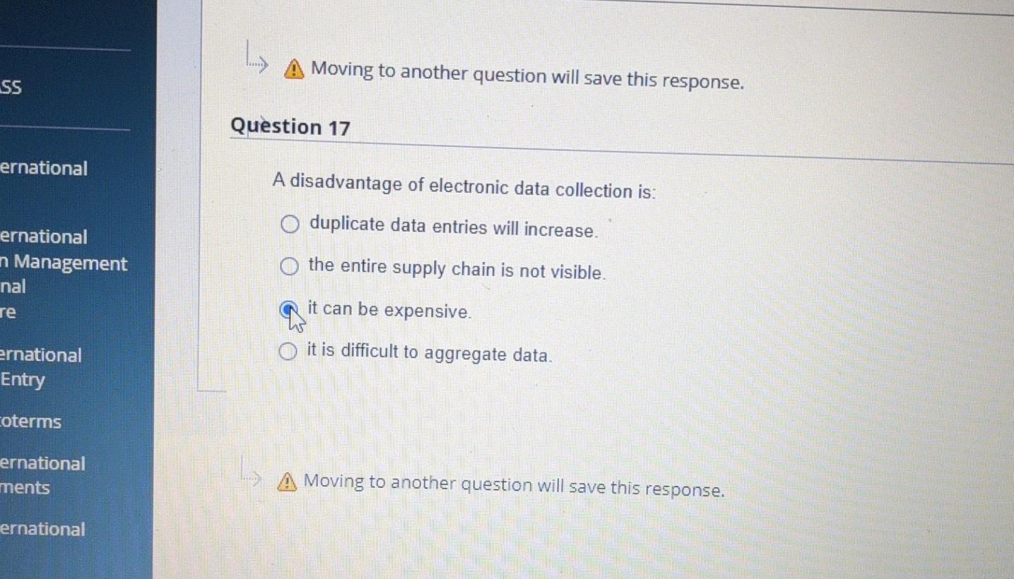 Moving to another question will save this