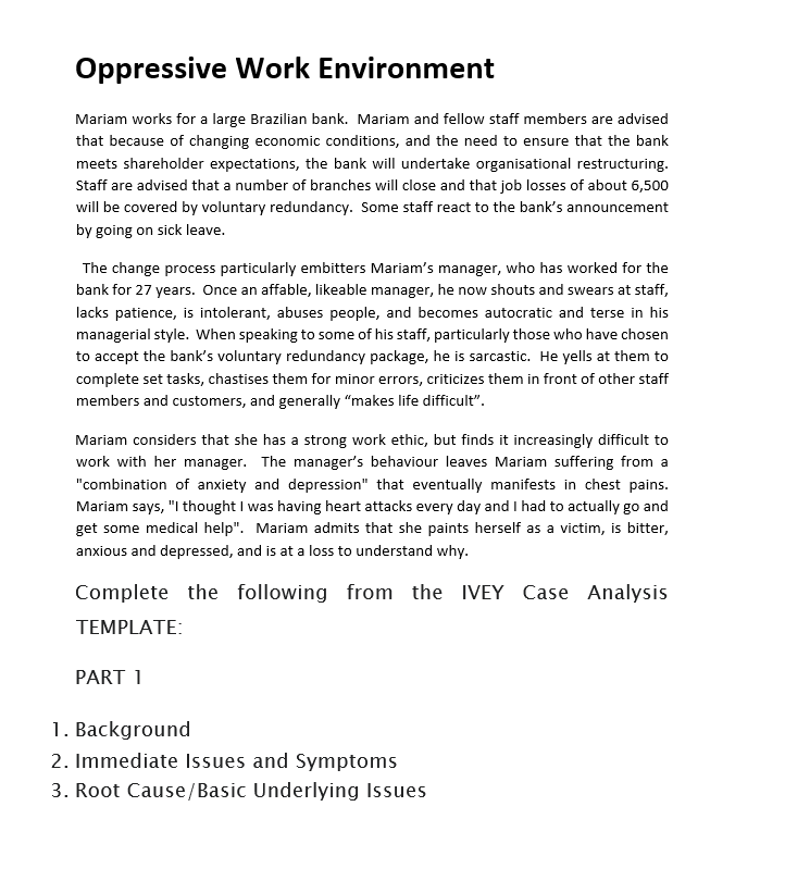 SAMPLE FORMAT OF A SIMILAR IVEY CASE ANALYSIS.