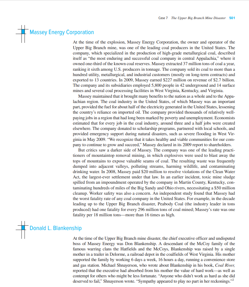 Read case seven entitled "The Upper Big Branch