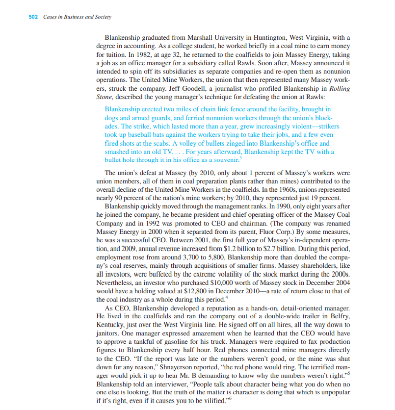 Read case seven entitled "The Upper Big Branch