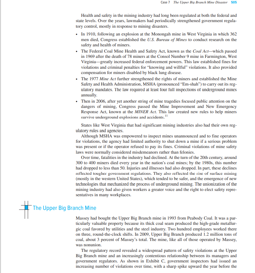 Read case seven entitled "The Upper Big Branch