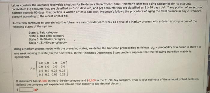 Let us consider the accounts receivable situation