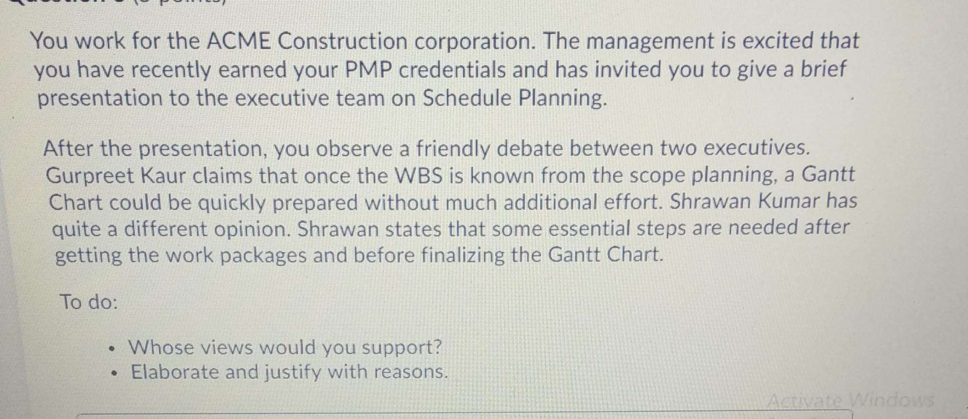 You work for the ACME Construction corporation.