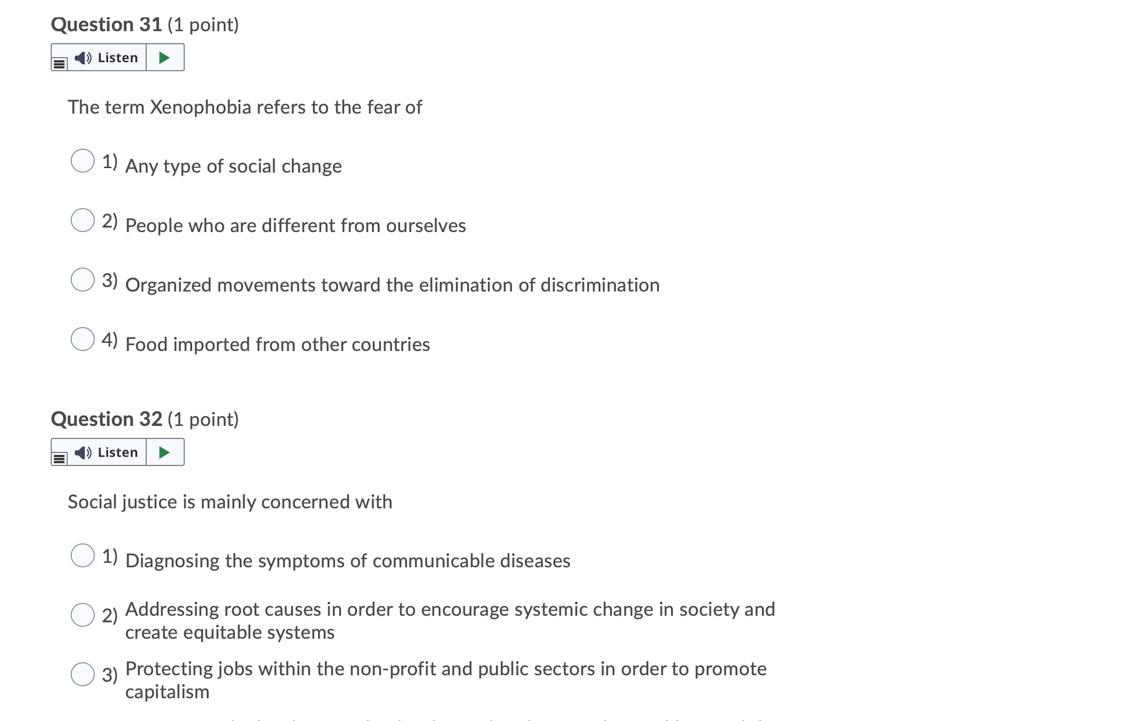 Question 31 (1 point) E) Listen The term