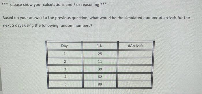 please show your calculations and / or reasoning
