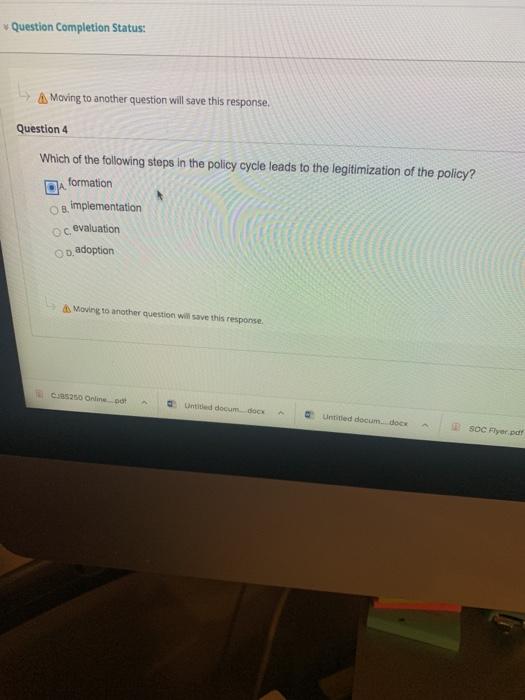 Question Completion Status: Moving to another