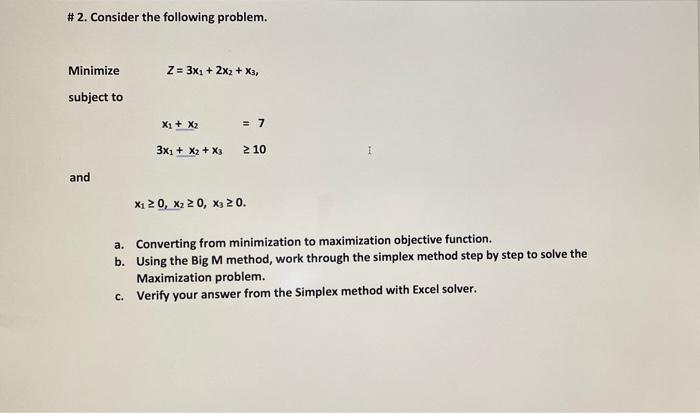 operation research # 2. Consider the following