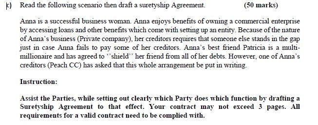 Please draft a surety agreement contract, case is