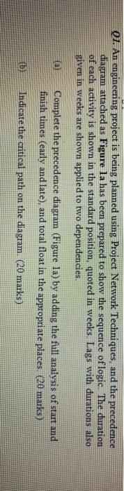 QI. An engineering project is being planned using