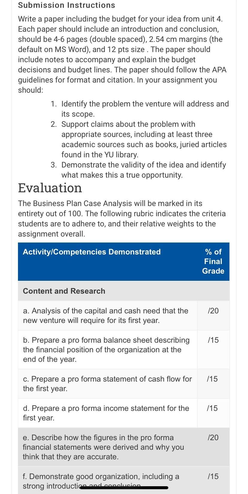 Submission Instructions Write a paper including