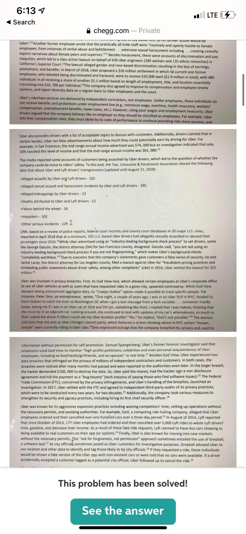 I need help with question 1 6:13 7 Search LTE A