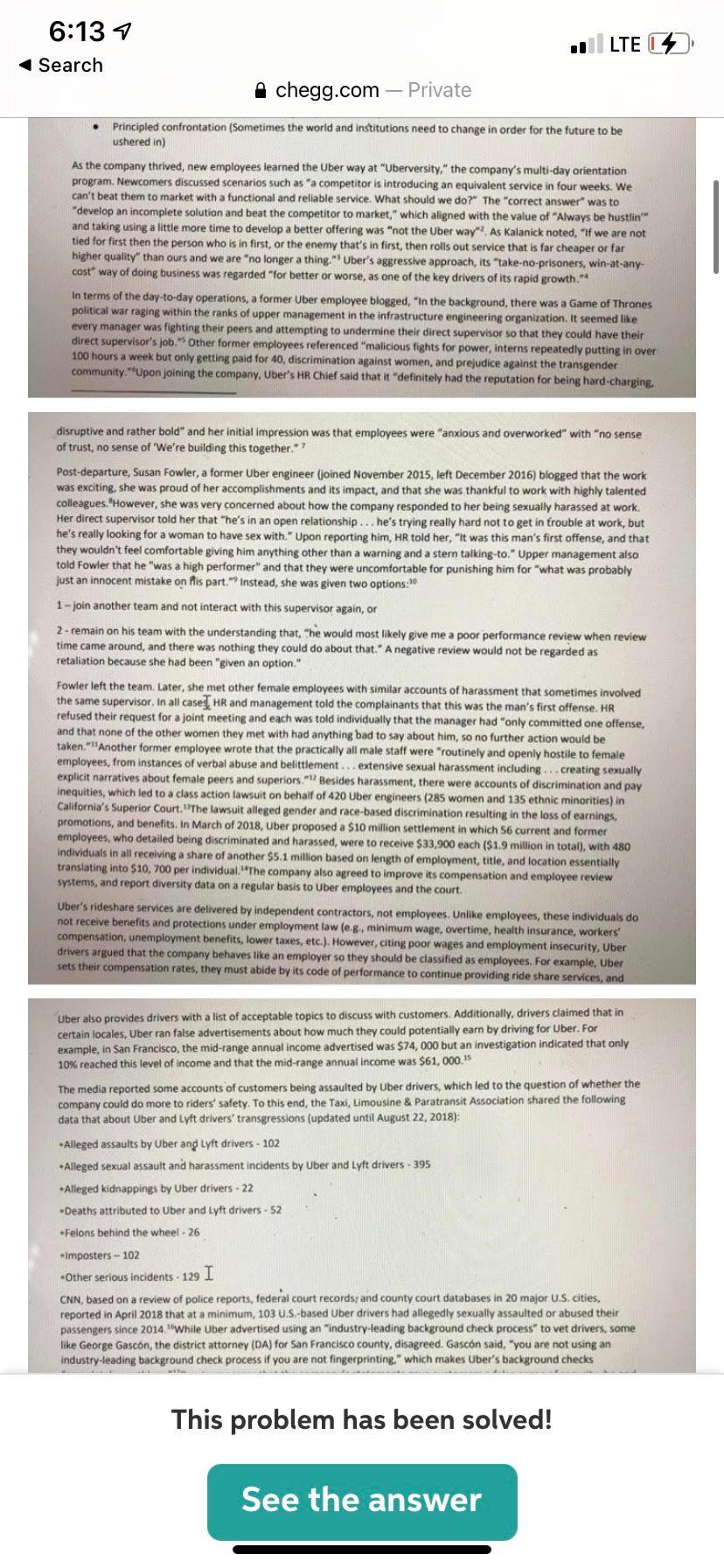 I need help with question 1 6:13 7 Search LTE A