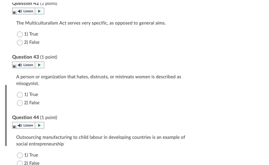 Question 39 (1 point) Listen Gender identity