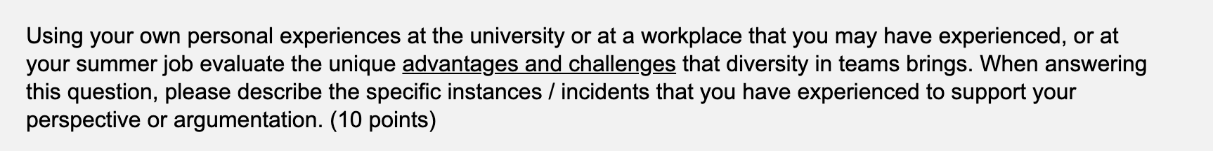 Need a new and unique answer, please, no