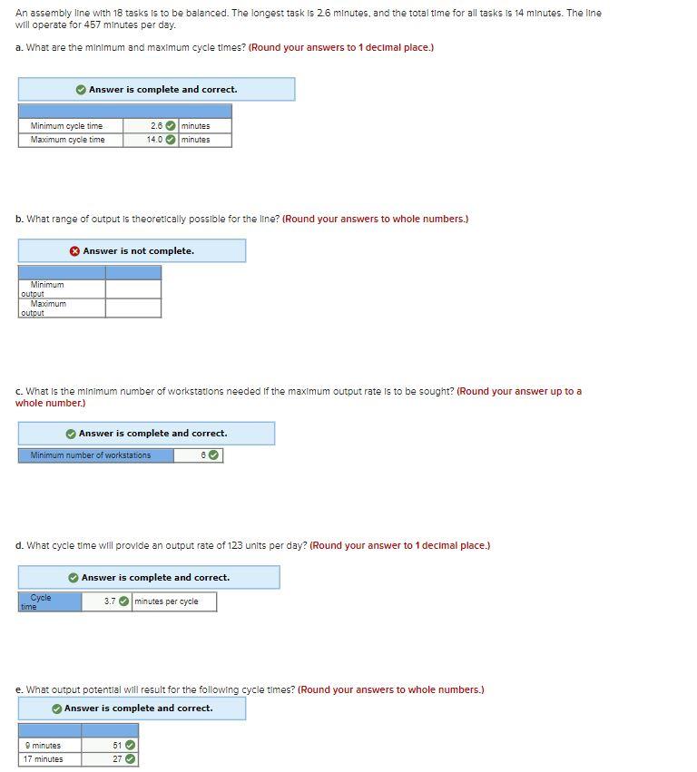 An assembly line with 18 tasks is to be balanced.