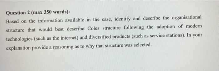 first page is the case study. Case Study or COLES