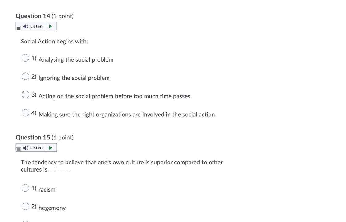 Question 19 (1 point) E ) Listen > Identity is
