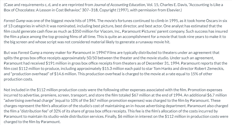 (Case and requirements c, d, and e are reprinted