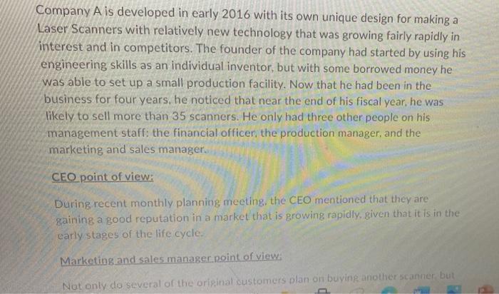 Company A is developed in early 2016 with its own