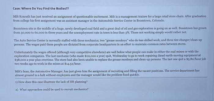 Case: Where Do You Find the Bodies?? Milt Konrath