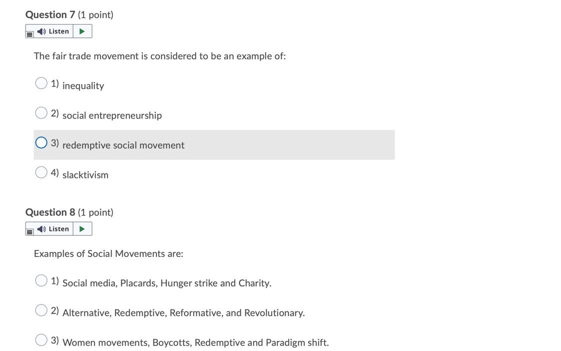 Question 4 (1 point) E) Listen Treating everyone