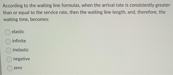 According to the waiting line formulas, when the