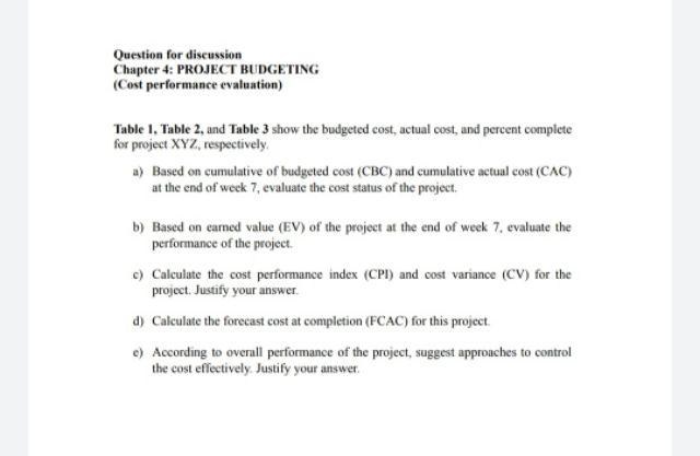 Table 1. Table 2, and Table 3 show the budgeted