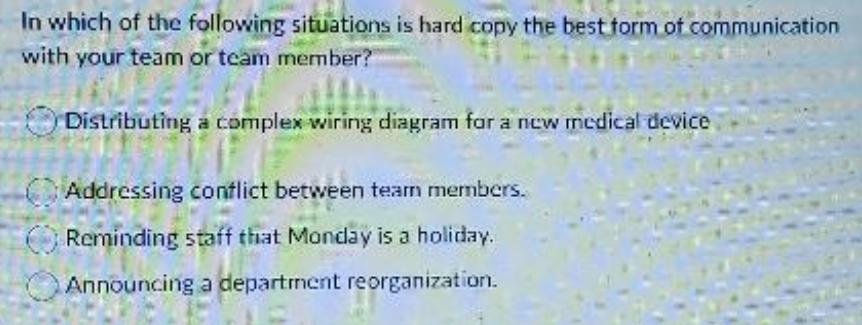 In which of the following situations is hard copy