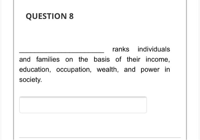 Please help me QUESTION 8 ranks individuals and