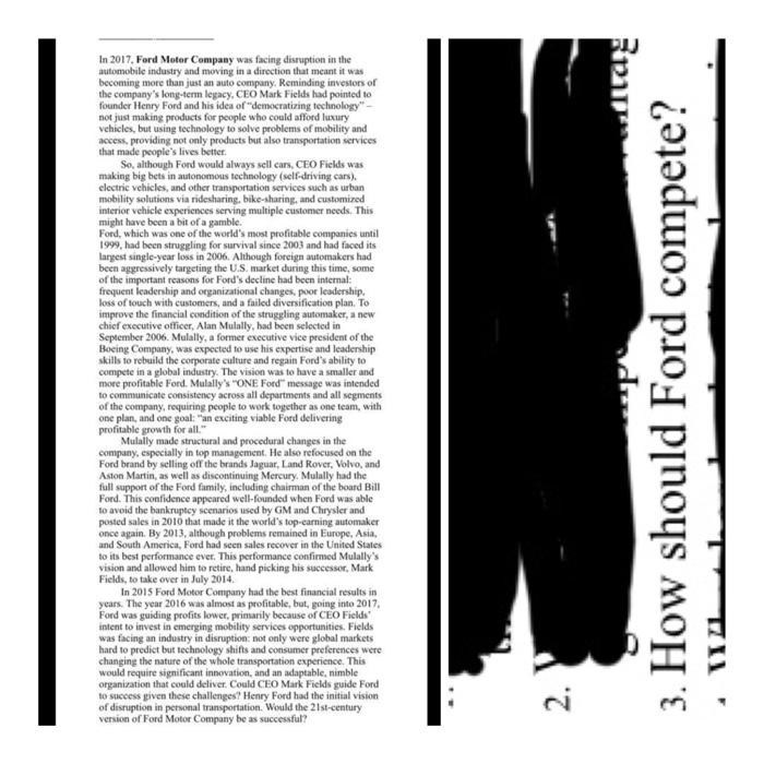 In 2017. Ford Motor Company was facing disruption