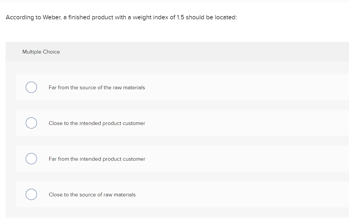 According to Weber, a finished product with a