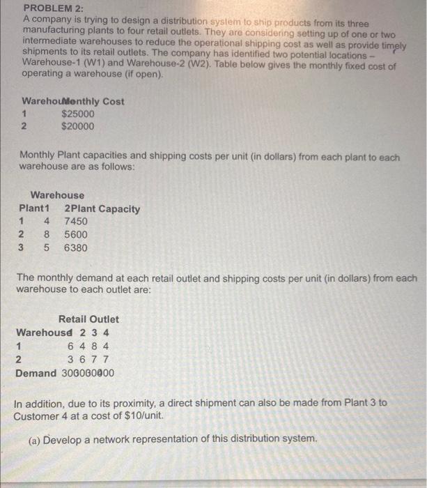 PROBLEM 2: A company is trying to design a