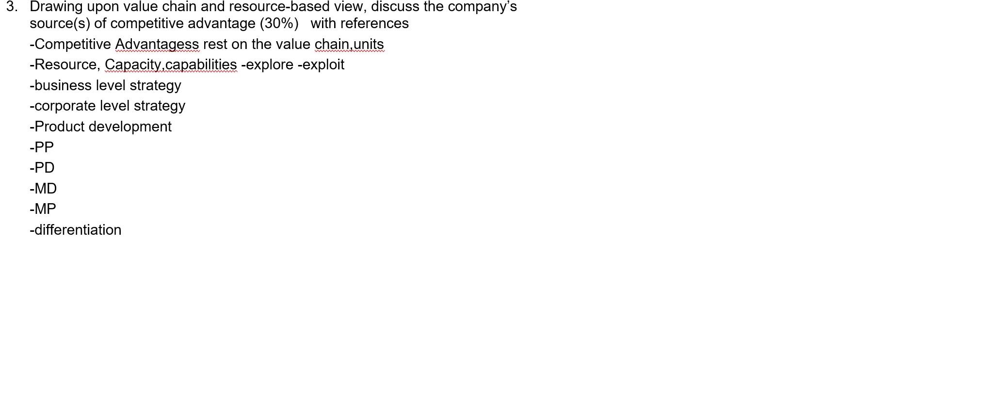 3. Drawing upon value chain and resource-based