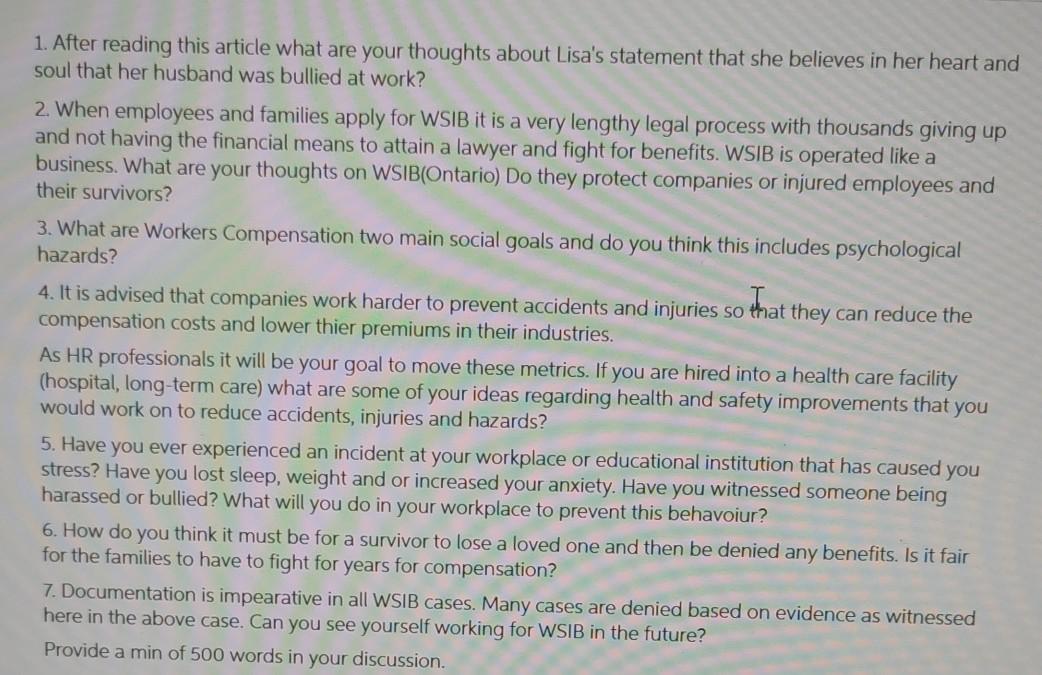 1. After reading this article what are your