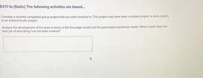Ex11-1a (Static) The following activities are